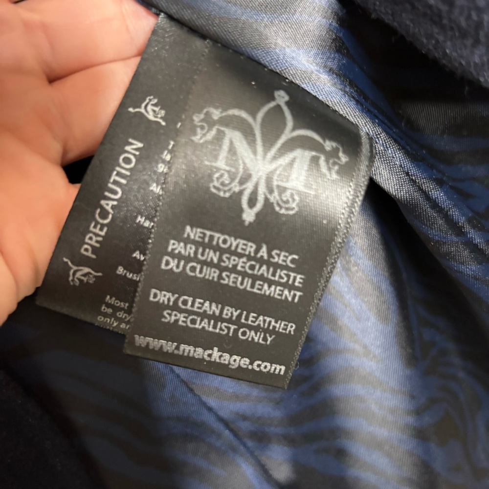 Mackage peacoat navy blue and metallic silver thread XS jacket - Picture 5 of 6
